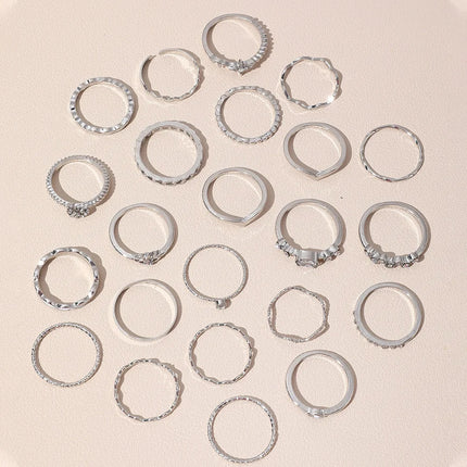 23Pcs Fashion Knuckle Rings Set For Women Crystal Star Moon Eye Wave Gold Silver Color Rings Female Trendy Party Jewelry Gift