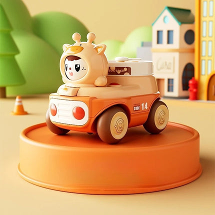 Baby Puzzle Cartoon Toy Car with Multiple Gameplay Modes Inertia Sliding Face Chang Whistl Small Car Children Time Cognition Toy