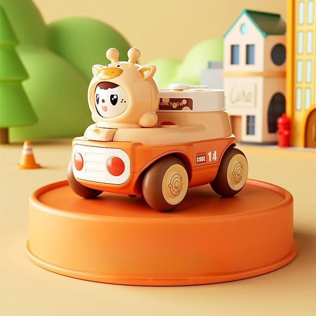 Baby Puzzle Cartoon Toy Car with Multiple Gameplay Modes Inertia Sliding Face Chang Whistl Small Car Children Time Cognition Toy