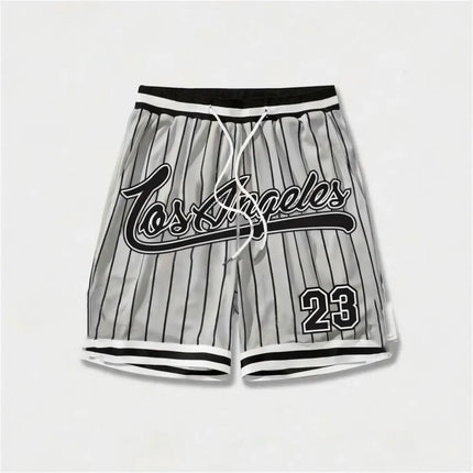 European and American men's summer Gothic letter stripe print comfortable breathable drawstring shorts outdoor casual pants