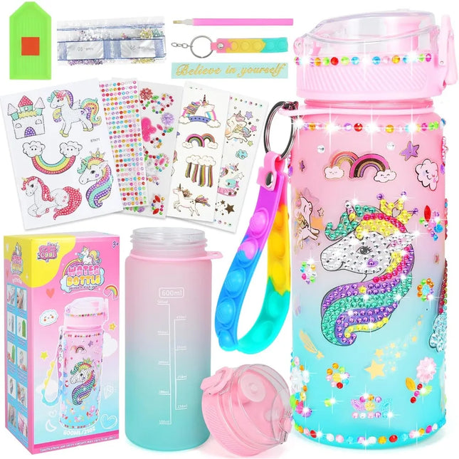 Decorate Your Own Water Bottle Kits for Girls, Unicorn Gem Girls Diamond Painting Crafts, Crafts Toys Unicorn Gifts for Birthday