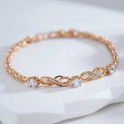 Kinel Fashion Ethnic Bride Bracelet For Women Luxury 585 Rose Gold Natural Zircon Bracelets Vintage Wedding Fine Daily Jewelry