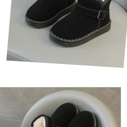 Boys Thermal Boots Kids Versatile Casual Buckle Non-slip Children Fashion Simple Non-slip Girls Snow Boots Cotton Winter Autumn