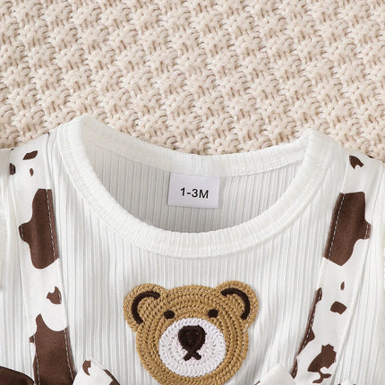 0-18 Months Baby girl Bodysuit Long sleeved Teddy Bear Bodysuit+Headband 2Pcs/set Baby Girl Autumn Bodysuit for Cute Newborns