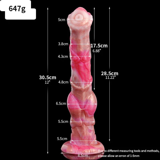 YOCY 12 Inch War Horse Dildo 6.5cm Thick Armor Knot Anal Stimulator Soft Silicone Animal Penis With Sucker Sex Toy For Women Men