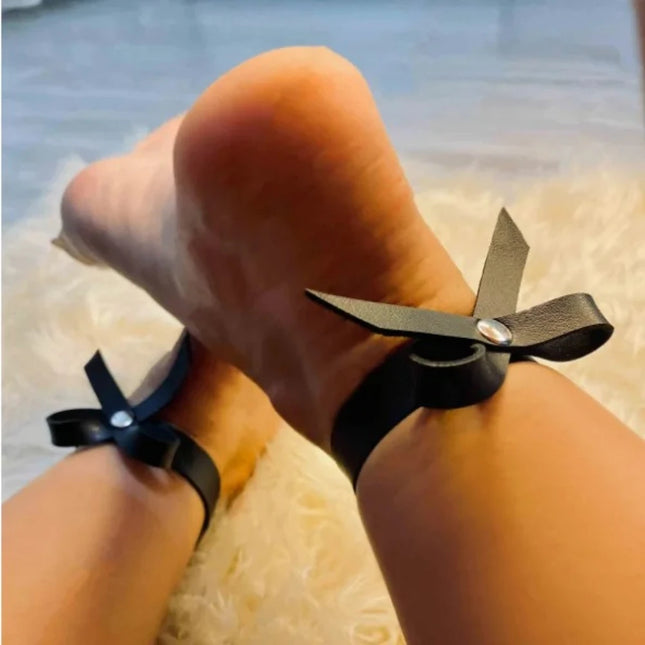 Ankle Belt Black O-Ring Ankle Punk PU Leather Fetish Anklet Women Gothic Erotic Accessories Street Style YK2 Ankle Belt