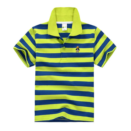 Summer Kids Polo Shirts Children's Short Sleeve Boys Top Polo Shirt Color Striped Teens Cotton Girls School Shirts 2-14Years