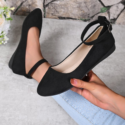 Women's Retro Mary Jane Shoes, Black Low-Top Square-Toe Ankle Strap Flat Shoes, Fashionable Retro Style, Comfortable Soft-Soled Ballet Flats, Suitable for Daily Wear, Spring and Autumn Seasons