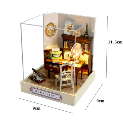 NEW DIY Wooden Book Nook Figurines Miniatures Doll House Kit 3D Puzzle Bookend for Friends Birthday Gifts Home Decor Crafts