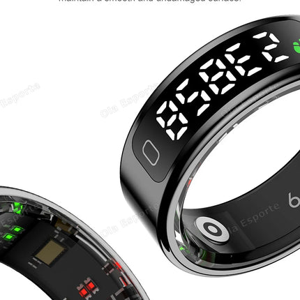 Smart Ring with Charging Case, Display Screen and Touch, Zikr Tasbih Counter, Heart Rate Blood Oxygen, Waterproof Rings 2025 New