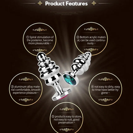 Metal Anal Plug Stainless Steel Butt Plug With Jewelry Colorful Crystal Anus Plug Adults Sex Toys for Men Women Gay Adult Game