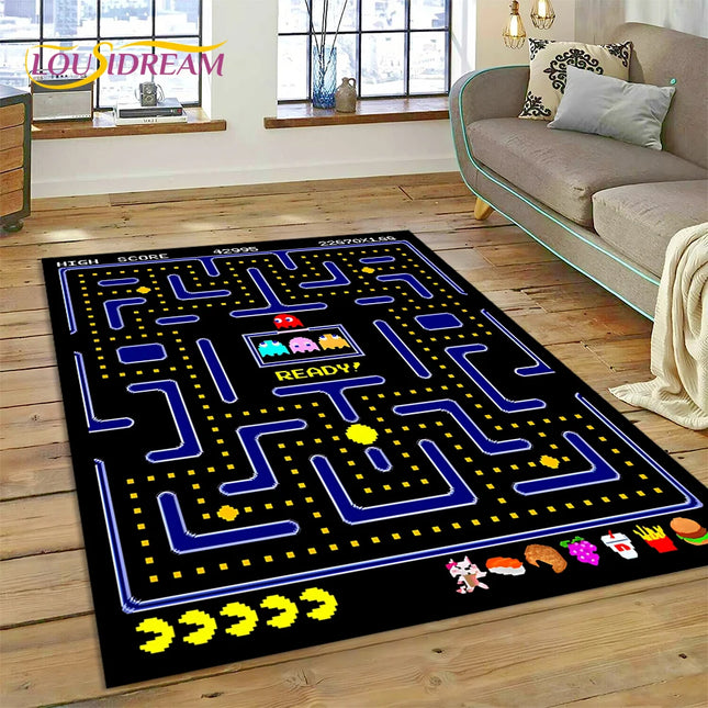 Retro Pacman-n Classics Game Rug Carpet for Living Room Bedroom Home Decor, Non-slip Floor Mat Decoration for Sofa Doormat Kids