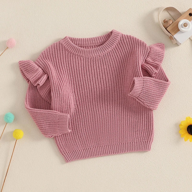 Baby Girls Knit Sweater Clothes New Toddler Infant Newborn Knitwear Soft Spring Long Sleeve Baby Solid Color Pullover Tops