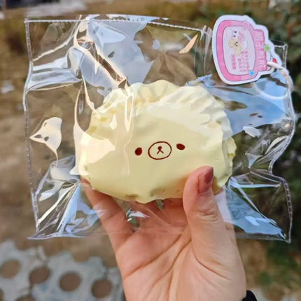 Squishy Rilakkuma dumpling with soft butter texture! Dumpling bear about 185g, cute sensory stress-relief toy, squeeze and play