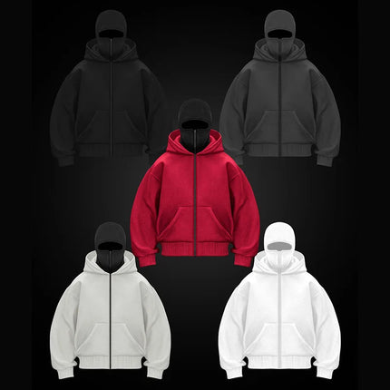 Autumn and winter new men's loose hoodie trendy brand with plush double hats unique design hooded hoodie