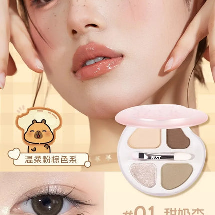 RMT Romantic Beauty Eye Shadow Silkworm Palette - Four Colors Matte Contouring & Brightening Eyeshadow Palette