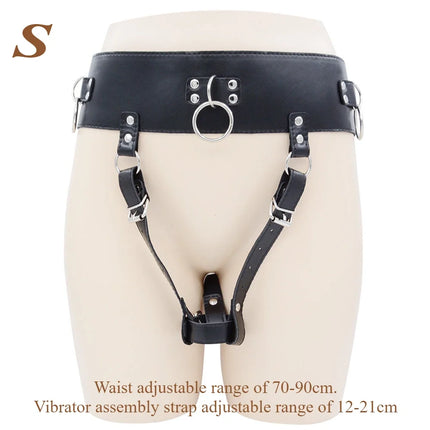 BDSM Leather AV Wand Vibrator Holder Harness Woman,Forced Orgasm Sex Suit Lingerie,Bondage Restraints,Chastity Belt,Adult Games