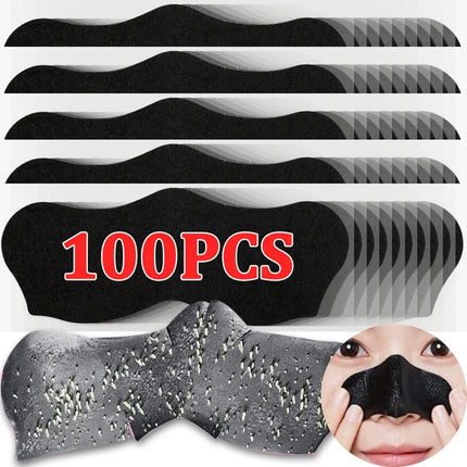 100pcs Unisex Black Nose Patch Deep Cleansing Nose Strips Acne Blackhead Removal Shrink Pore Noses Black Head Stickers Skin Care