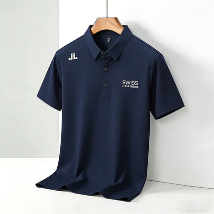 Breathable Men's Polo Shirts Solid Color Embroidered Logo Short Sleeve Casual Sports Summer Top