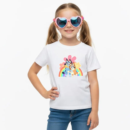 Bluey Kids Tees Clothes T Shirts Children Cartoons Casual Tops Boys Girl Short Sleeve Tee Cute Outfits Gift T-Shirt White/Black