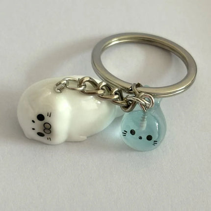 Cute 3D Night Light Sea Lion Seal Keychain Charm Pack Accessories Fish shaped Keychain Pendant Couple Friend Gift