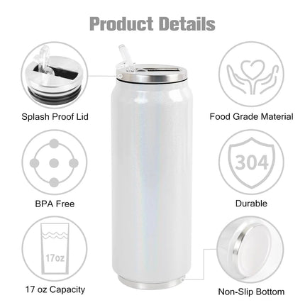 350ml 500ml Sublimation Blank Tumblers Can Stainless Steel Thermos Bottle Double Wall Insulated Cup With Lid Straw Water Bottle