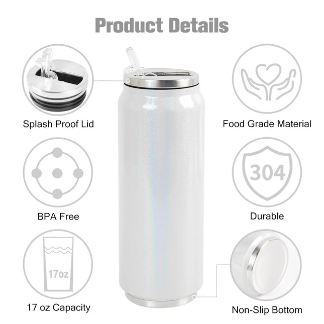350ml 500ml Sublimation Blank Tumblers Can Stainless Steel Thermos Bottle Double Wall Insulated Cup With Lid Straw Water Bottle
