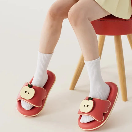 Cute Red Apple Slippers Slides Shoes Adults Fashion Fruit Mules Shoes New Woman Soft EVA Non Slip Comfort Home Slippers Women