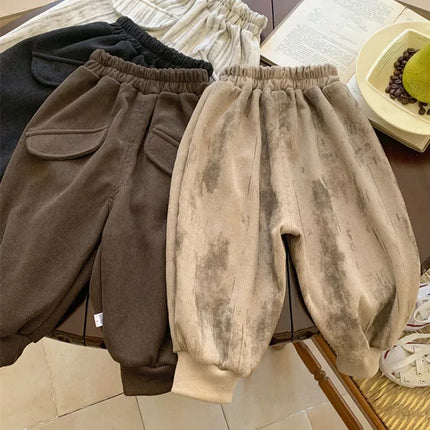 Children Pants Boys Girls Kids Autumn New Versatile Sweatpants Loose Thick Baby Sports Casual Trousers Fashion Toddler Clothing