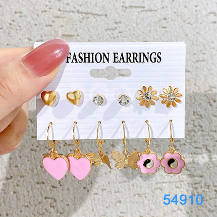 Green Butterfly Heart Dangle Earring Set for Girls Acrylic Gold Color Pearl Set Ear Rings 2023 New Fashion Jewelry Gifts