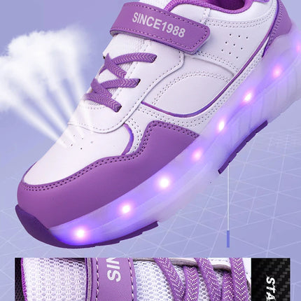 Luminous Roller Skate Shoes Wheels Removeable Sneakers Kids Roller Shoes USB Charge Light Up Sport Skate Board Shoes Boys Girls