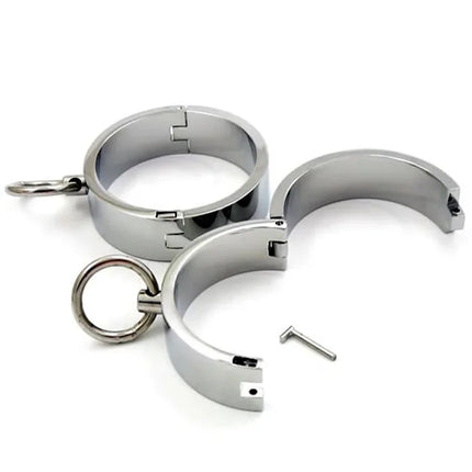 Metal Steel Bondage Handcuffs Ankle Cuffs Neck Collar Slave BDSM Restraint Adult Lock Sex Toys for Couples Sex Set Women Men