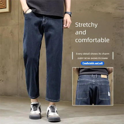 New Men's Straight Leg Jeans Retro Blue White Classic Retro High Street Style Y2K Youth Daily Leisure