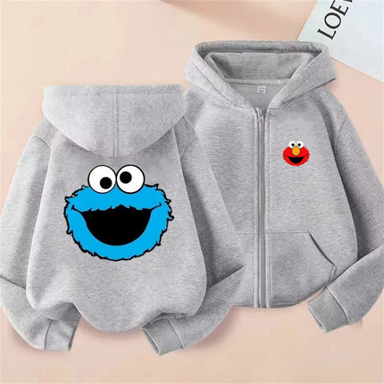 Fashion SESAME STREET Sweatshirts Elmo Zip Up Hoodie Children Clothes Kid Girl Boy Sweatshirt Zipper Hoody Baby Casual Top