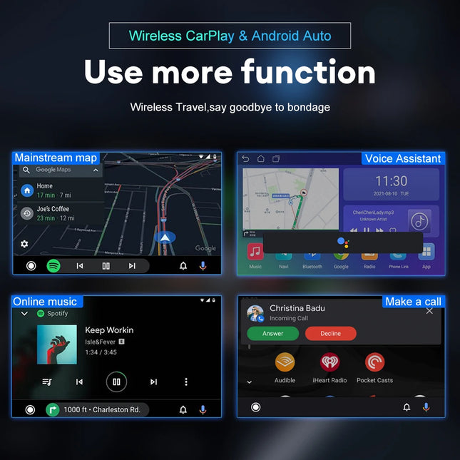 Acodo Wired to Wireless CarPlay Adapter Android Auto Smart Dongle Mini Box Plug And Play Bluetooth Connectivity USB Interface
