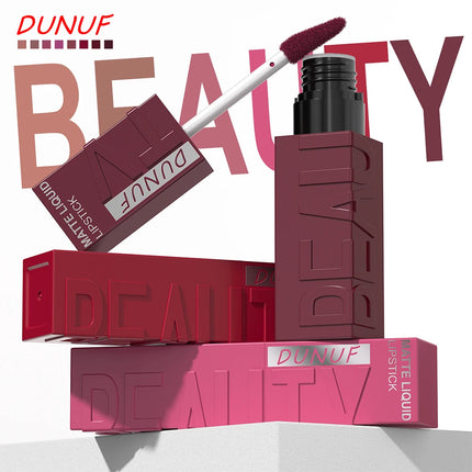 DUNUF 1 Pcs Matte Velvet Smooth Easy-to-apply Square Tube Lip Gloss Waterproof Not Easy To Fade Sexy Brown for Women Lip Tint