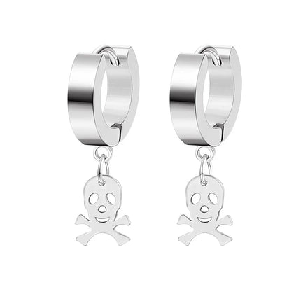 Design Stainless Steel Skull Drop Earrings For Women Men Fashion Gothic Street Hip Hop Ear Jewelry Pendant Cool Stud Earrings