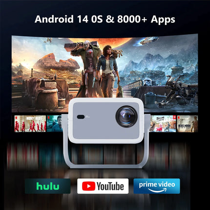 LynCast 4K L018 Projector 800ANSI Native 1080P Auto Focus & Keystone 360° Rotate Android 14 BT5.4 WIFI6 Portable Home Theater