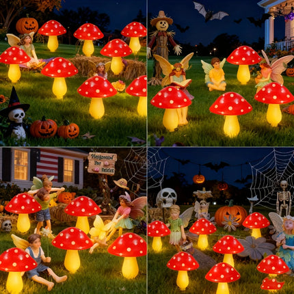 8/12/20 LED Solar Mushroom Stake Lights 8 Lighting Modes Outdoor Garden Path Lawn Decor for Easter Party Ambience