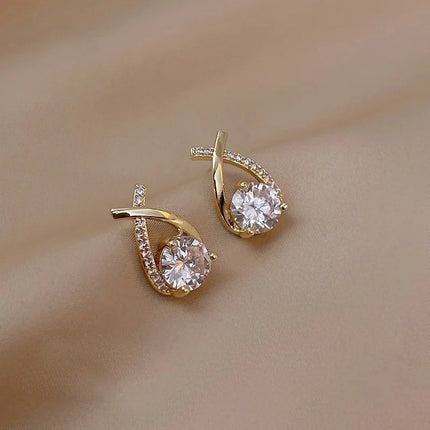 SKEDS Fashion Cross Stud Earrings For Women Girls Korean Style Elegant Crystal Jewelry Ear Rings Fishtail Lady Earrings Gift