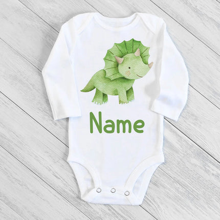 Personalise Infant Bodysuits Body Baby Custom Name Clothes Dinosaur Print Boys Girls Romper Long Sleeve Newborn Jumpsuit Outfits