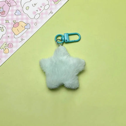 Fluffy Fur Multicolour Star Key Ring Pom Pom Starfish Plush Doll Stars Plush Keyring Soft Fluffy Stars Backpack Pendant