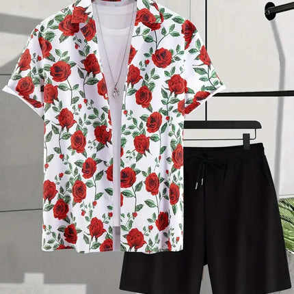 2025 Simple All-in-one Men's Shirt Set Coconut Tree Print 3D Printed Shirt And Shorts Set Summer Casual Vacation Hawaiian Shirt
