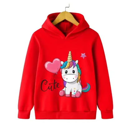 Autumn Winter Cute Unicorn Print Children's Hoodie Top Fashion Sports Long Sleeve Casual Boys Girl Pullover Kid Sweatshirt Coat