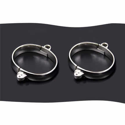 Metal Handcuffs Ankle Cuff with Chain Bondage Collar Restraint Shackles Set BDSM Handcuffs Steel Collars Sex Tool Toys