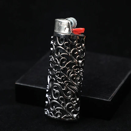 Retro Metal Lighter Case Sleeve Cover with Hollow Out Design for BIC J6 A Perfect Smoking Accessory Gift