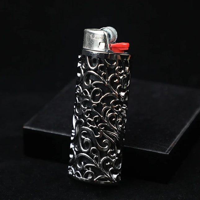 Retro Metal Lighter Case Sleeve Cover with Hollow Out Design for BIC J6 A Perfect Smoking Accessory Gift