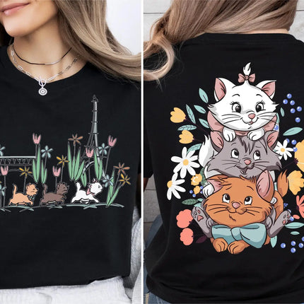 Women Summer Cartoon New T-Shirt The Aristocats Shirt Marie Toulouse Berlioz Cats Tee Y2K Street Fashion Casual Versatile Top