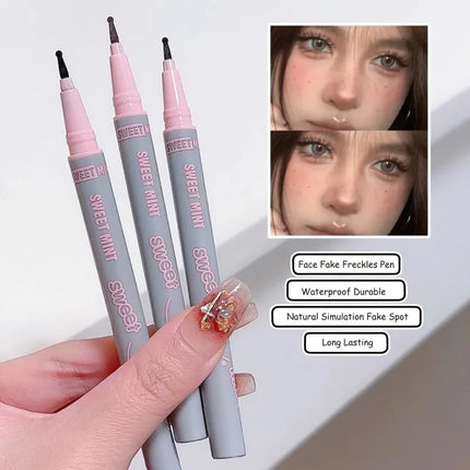 Natural Lifelike Fake Freckle Makeup Pen Liquid Lightweight Round Head Fake Spot Pen Long Lasting Waterproof Face Dot Mole Pen