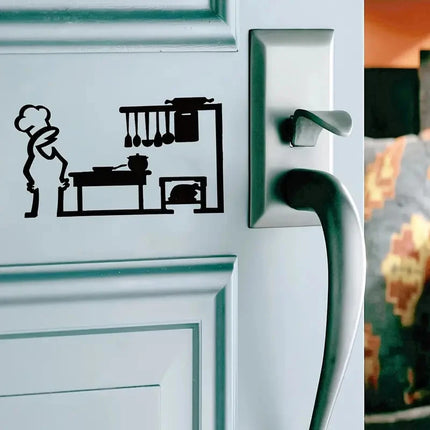 1PC La Linea Minimalist Line Art Stickers Door Sticker Bedroom, Kitchen, Bathroom Sign Cartoon Character Design Home Decoration